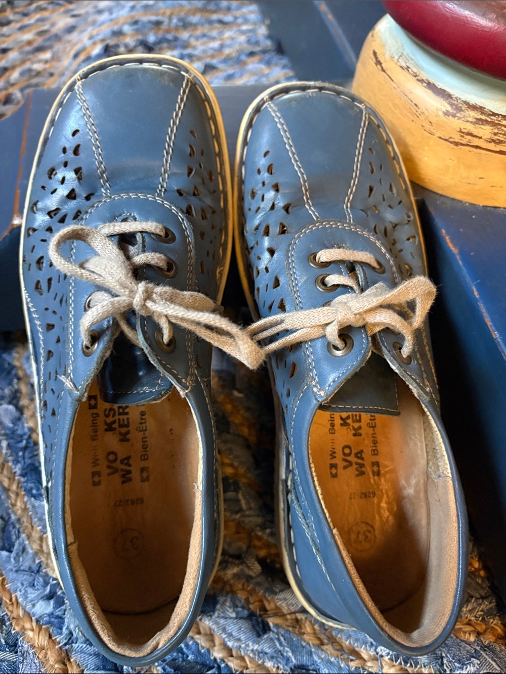 Denim Blue Women’s Volkswalkers Leather Lace-Up Shoes